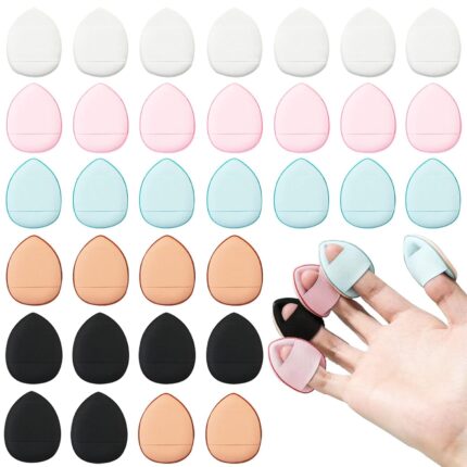 A collection of 40 mini triangle makeup puffs in various colors, ideal for precise foundation and powder application.