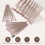 A comprehensive 44-piece professional brown makeup brush set, including brushes for foundation, eyes, and face.