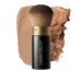 Retractable black kabuki airbrush foundation brush with dense nylon bristles and an aluminum handle